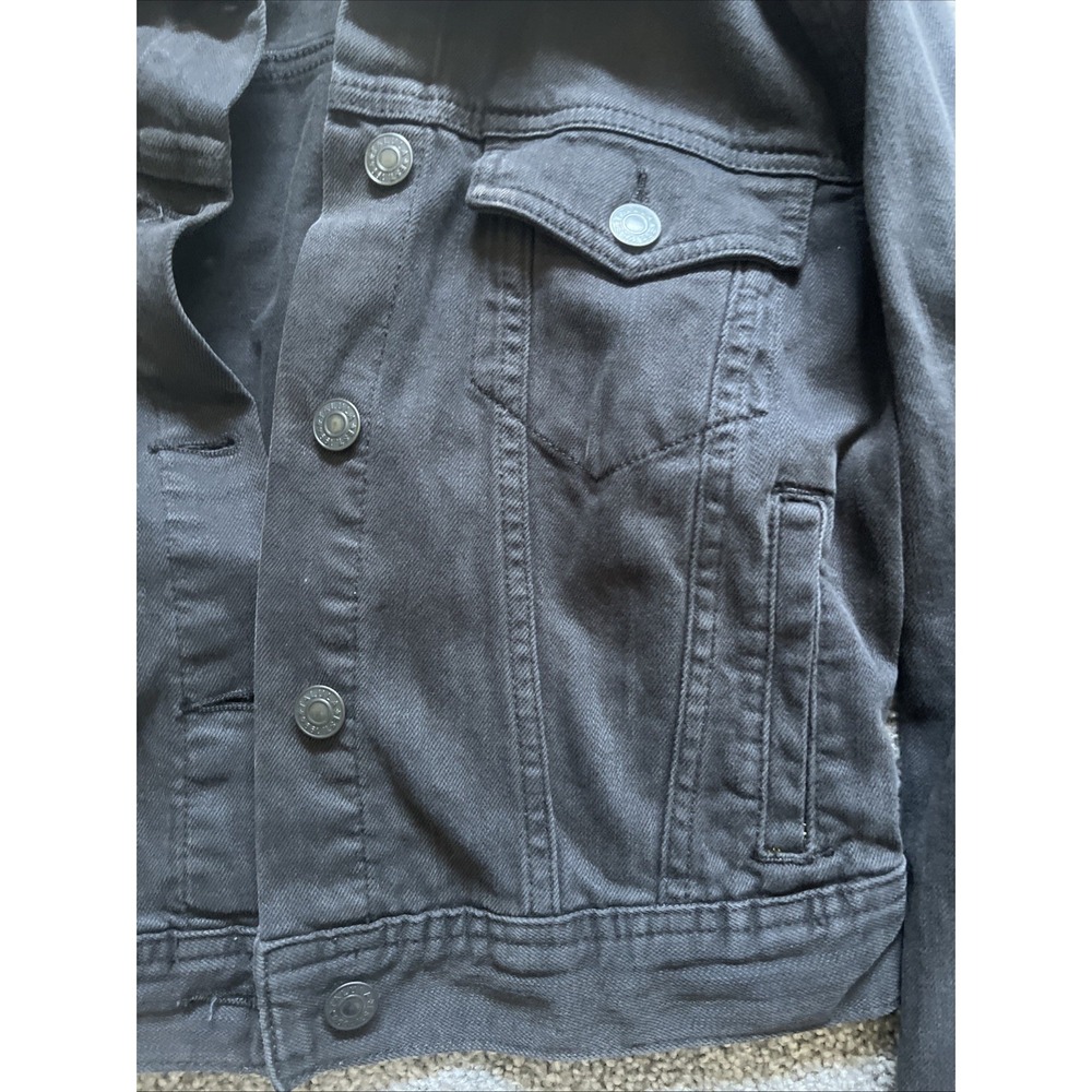 Talula Aritzia Denim Jacket Black Cropped Small - Picture 3 of 5